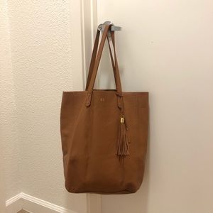 Cuyana Tall Leather Tote in Caramel